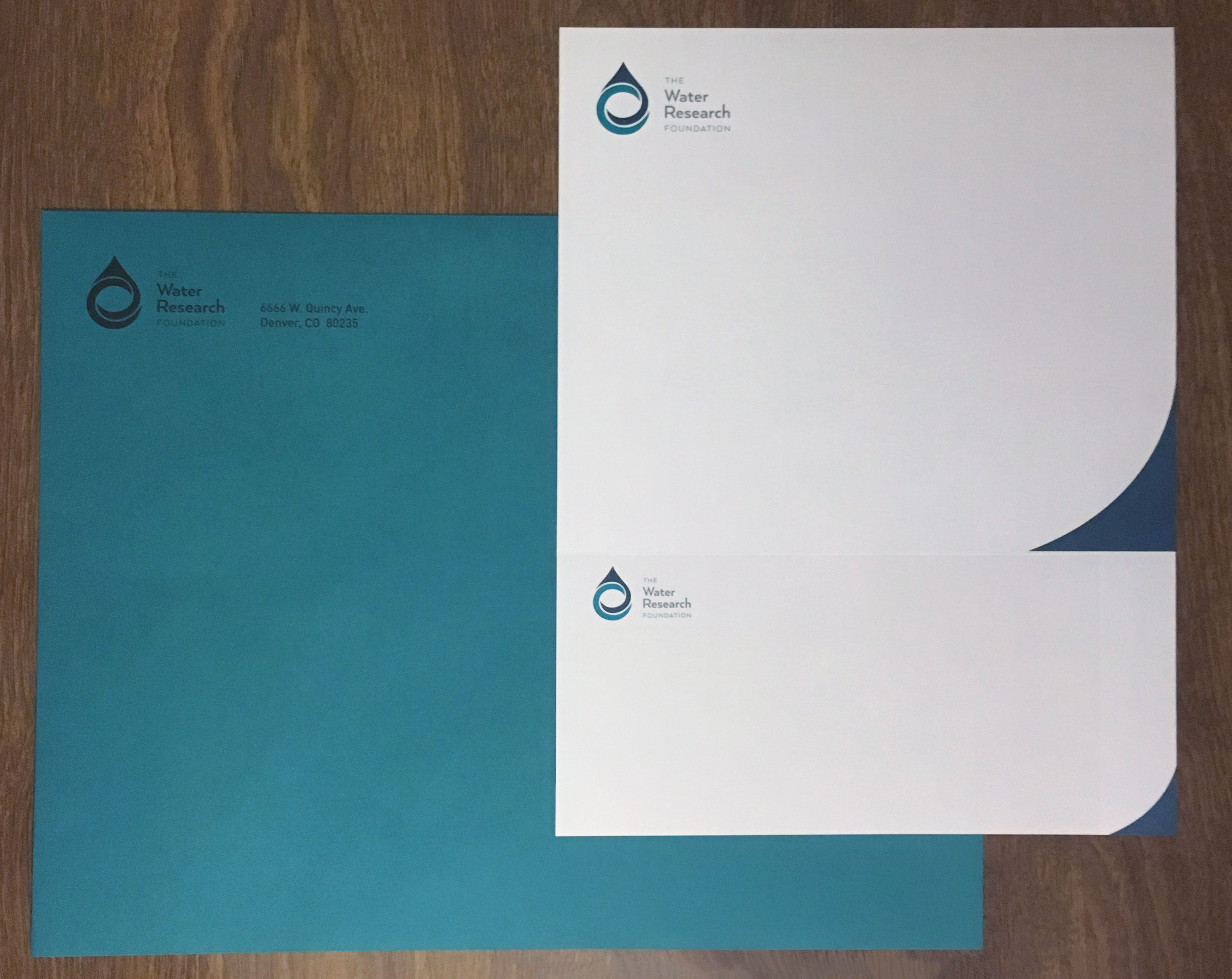 letterhead, envelope, and business cards for the Water Research Foundation